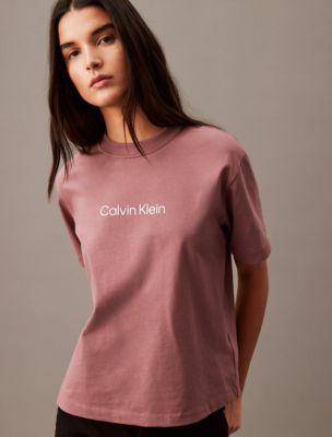 Calvin Klein Women's Standard Logo Boxy Fit Crewneck T-Shirt - White - L Product Image