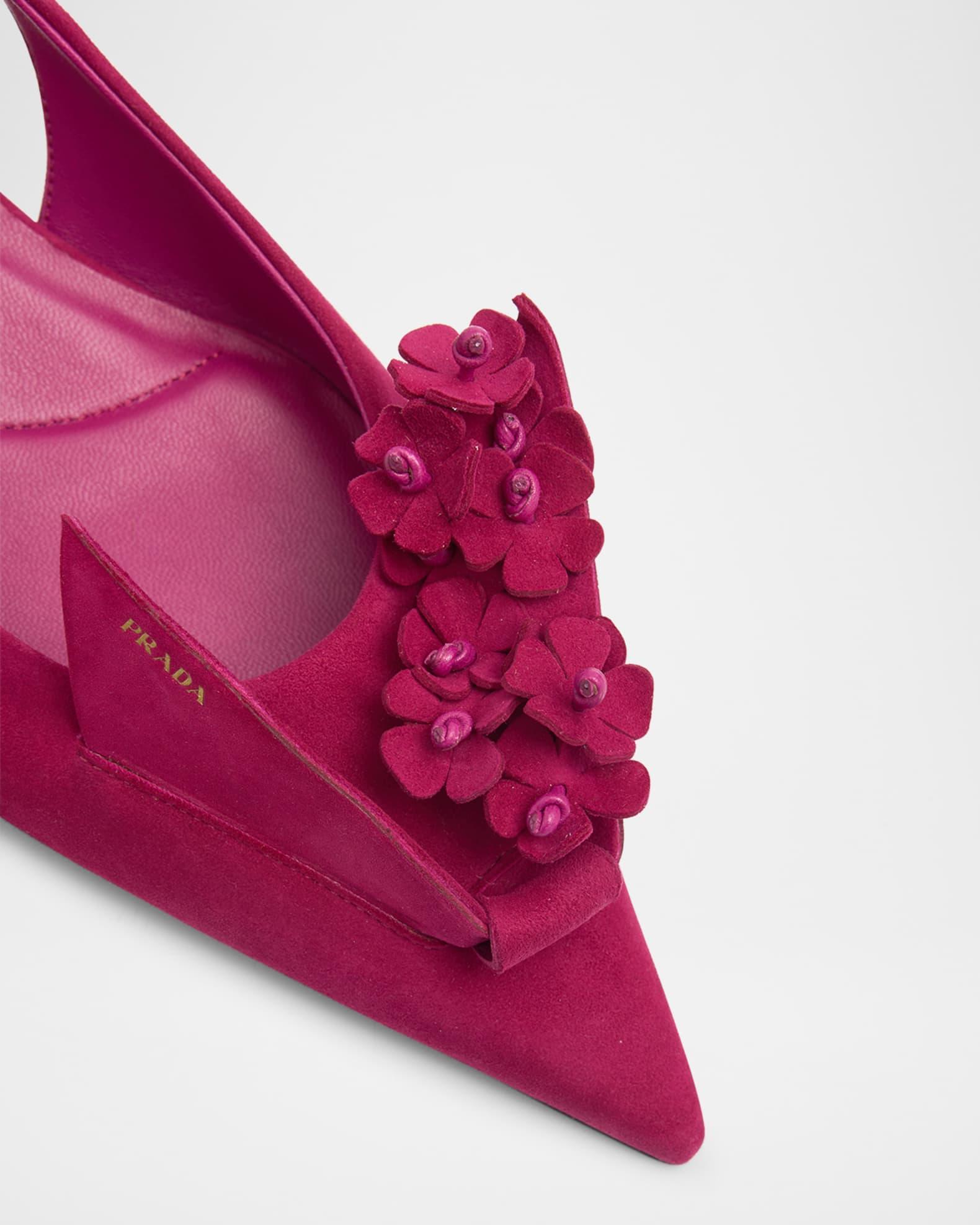 Suede Flower Slingback Pumps Product Image