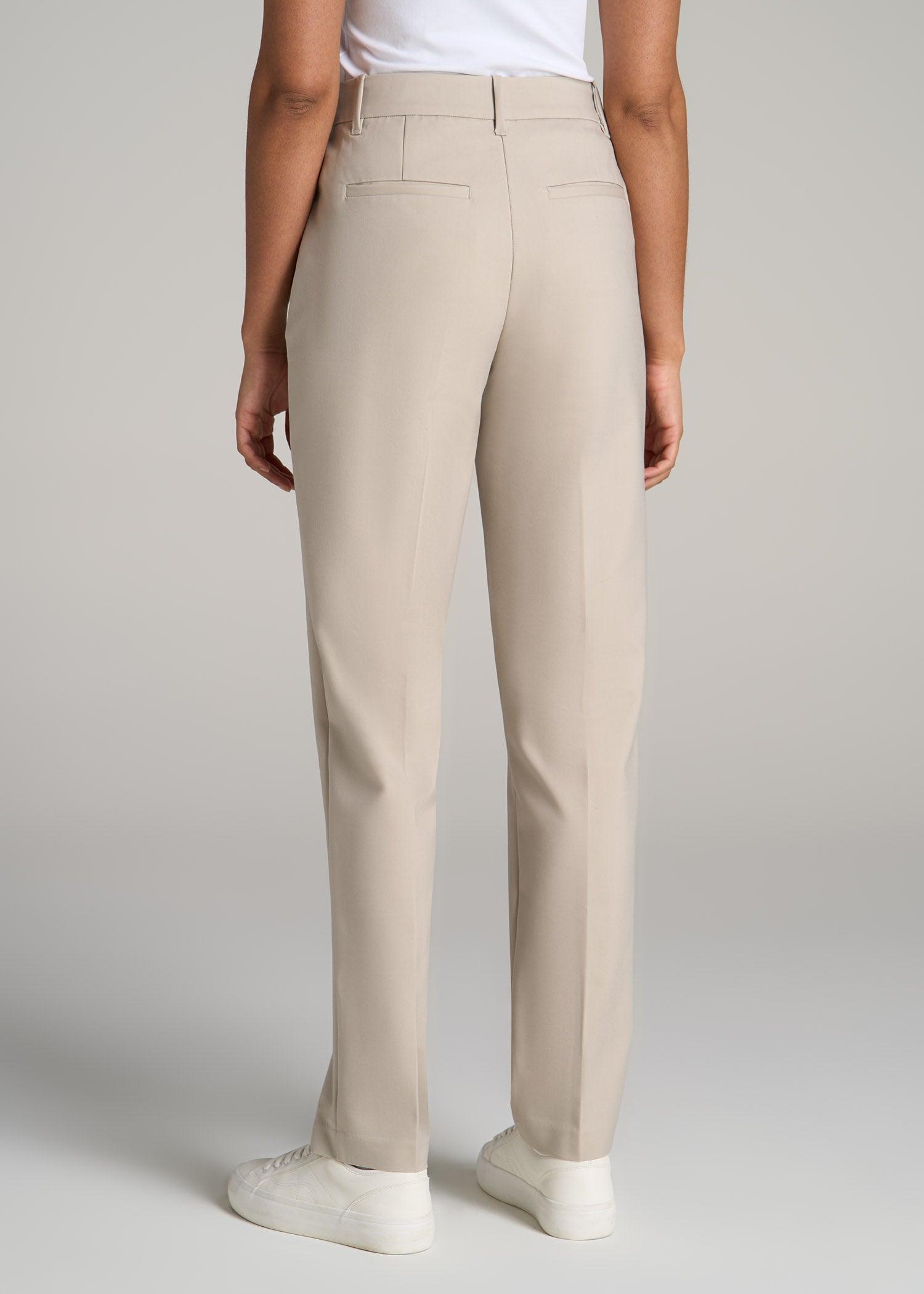 Flat Front Tapered Dress Pants for Tall Women in Stone Female Product Image