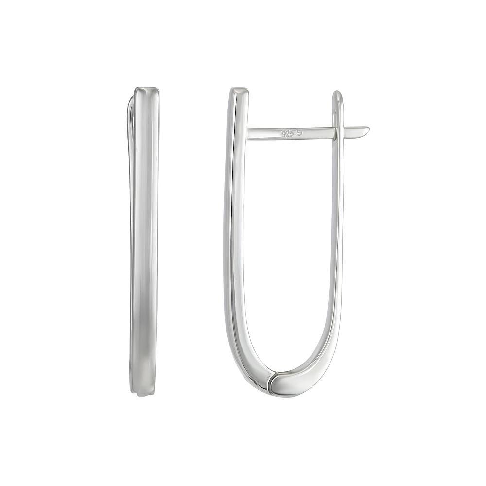 Argento Forte Sterling Silver Oblong Polised Hoop Earrings, Women's Product Image