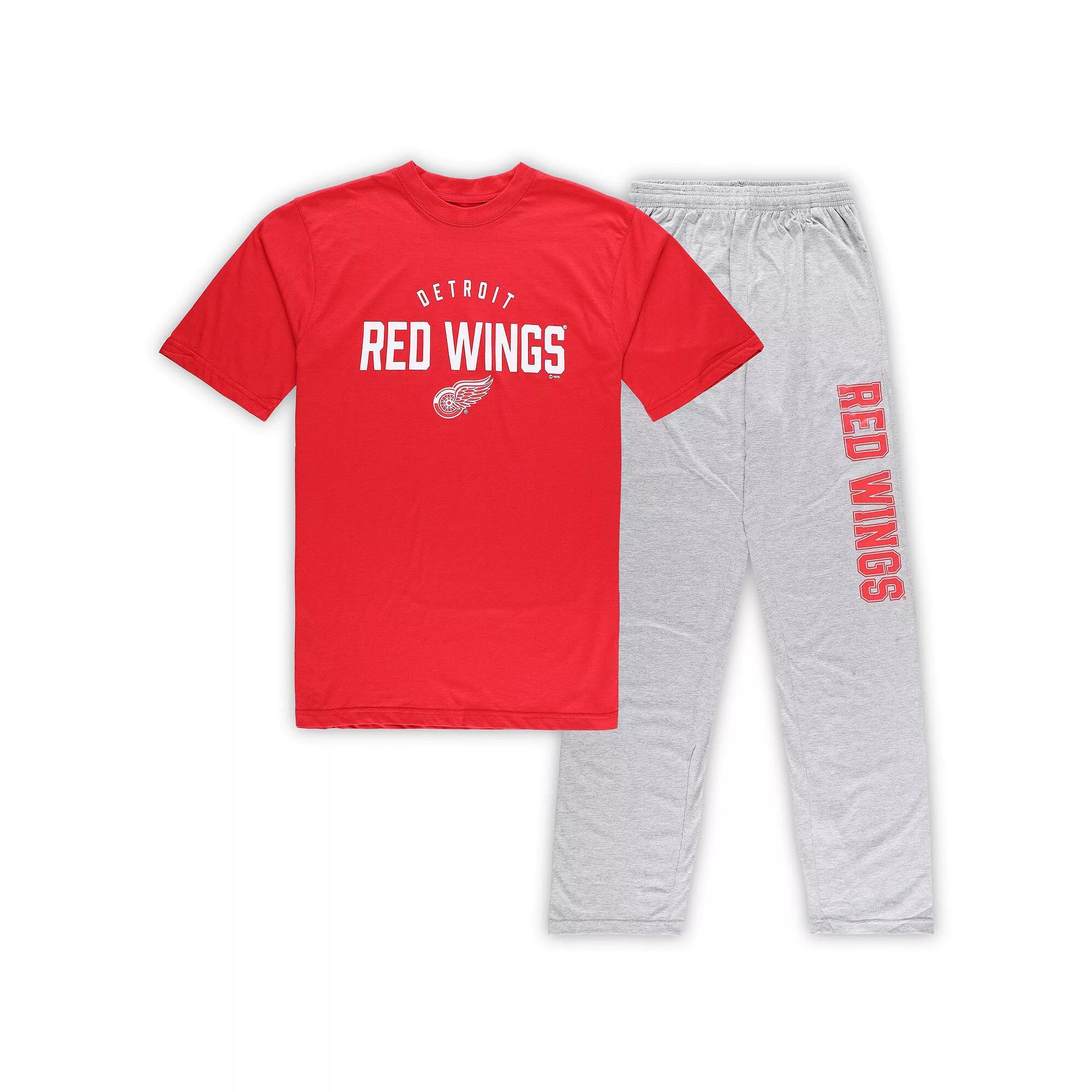 Men's Detroit Red Wings Red/Heather Gray Big & Tall T-Shirt & Pants Lounge Set, Size: XLT Product Image
