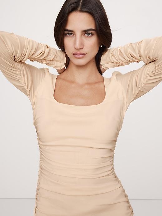 Crepe Ruched Midi Dress Product Image