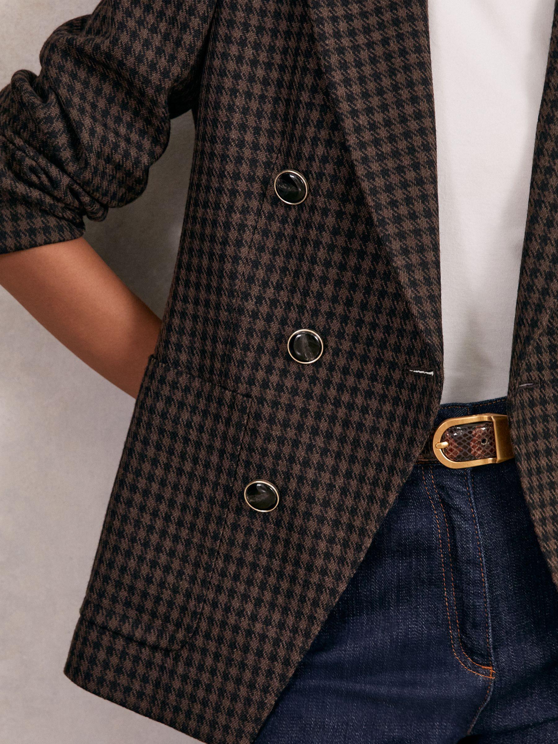 Petite Wool-Blend Double-Breasted Check Blazer in Brown Check Product Image
