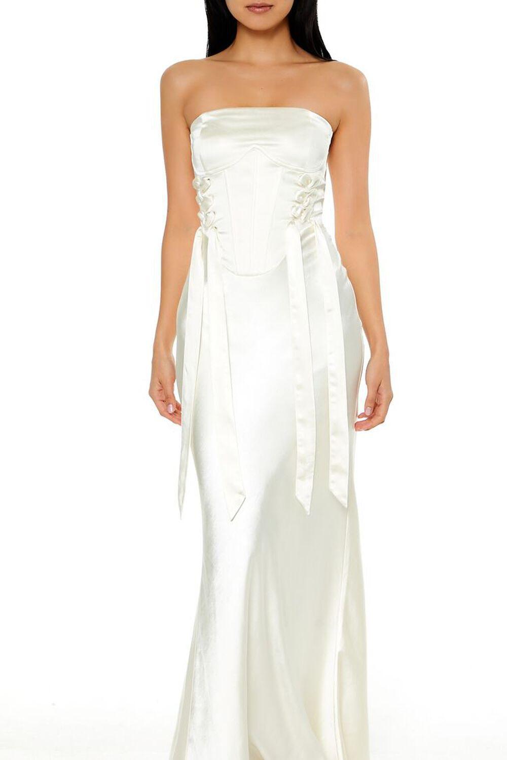 Strapless Satin Corset Maxi Dress | Forever 21 Product Image