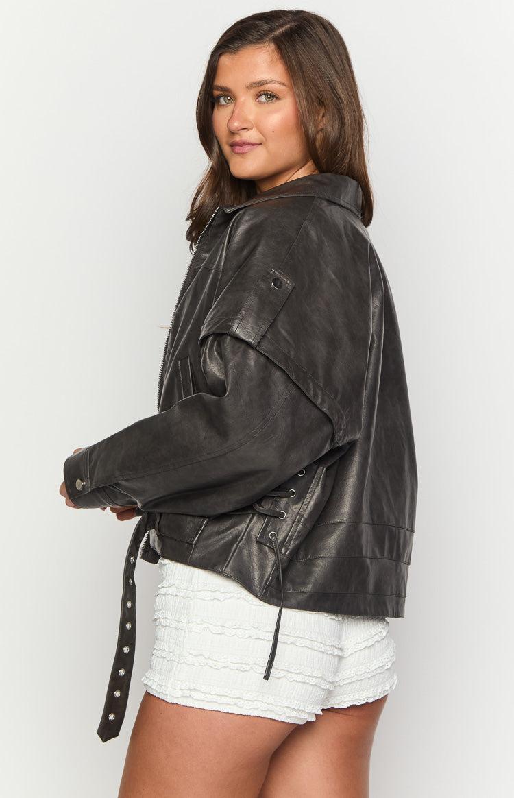 Jessica Anne PU Washed Black Jacket Girls Product Image