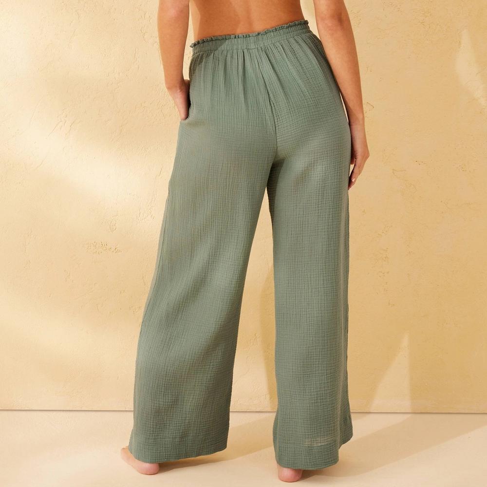 Women's Gauze Cover Up Pants - Shade & Shore™ M: Cotton, Pull-On, Elastic Waist, Maxi Length Product Image