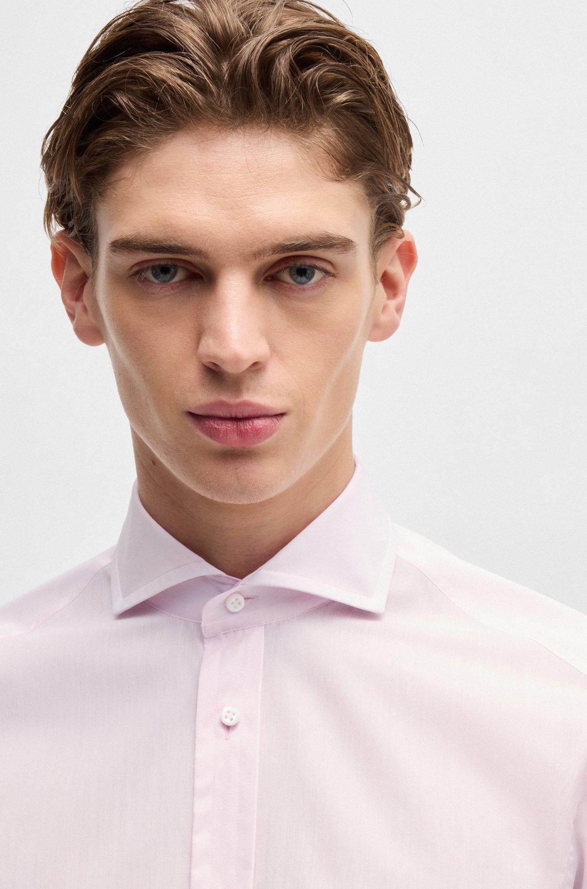 BOSS - Slim-fit shirt in Italian-made cotton - Dark pink Product Image