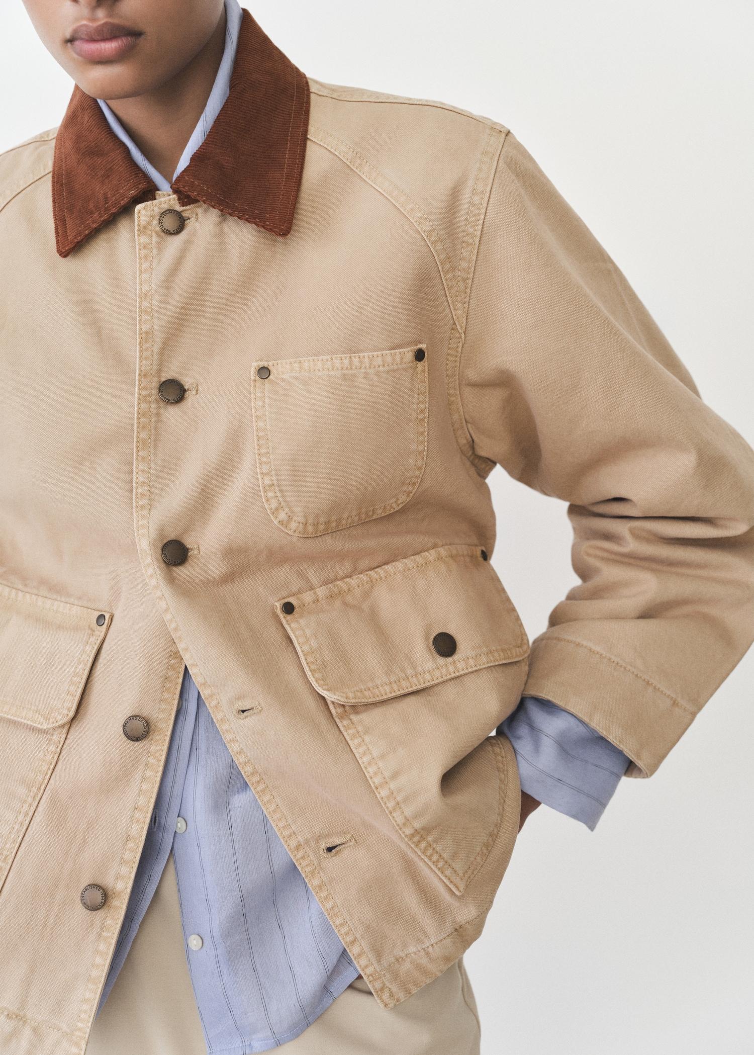 Denim parka with contrasting collar - Women | MANGO USA Product Image