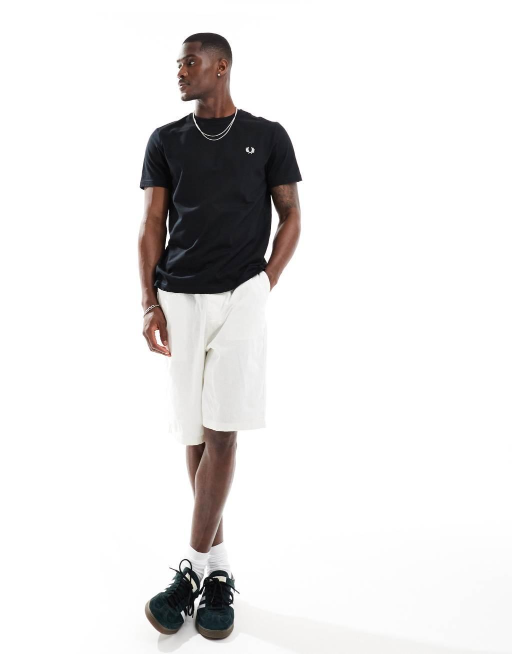Fred Perry rear powder laurel t-shirt in black Product Image
