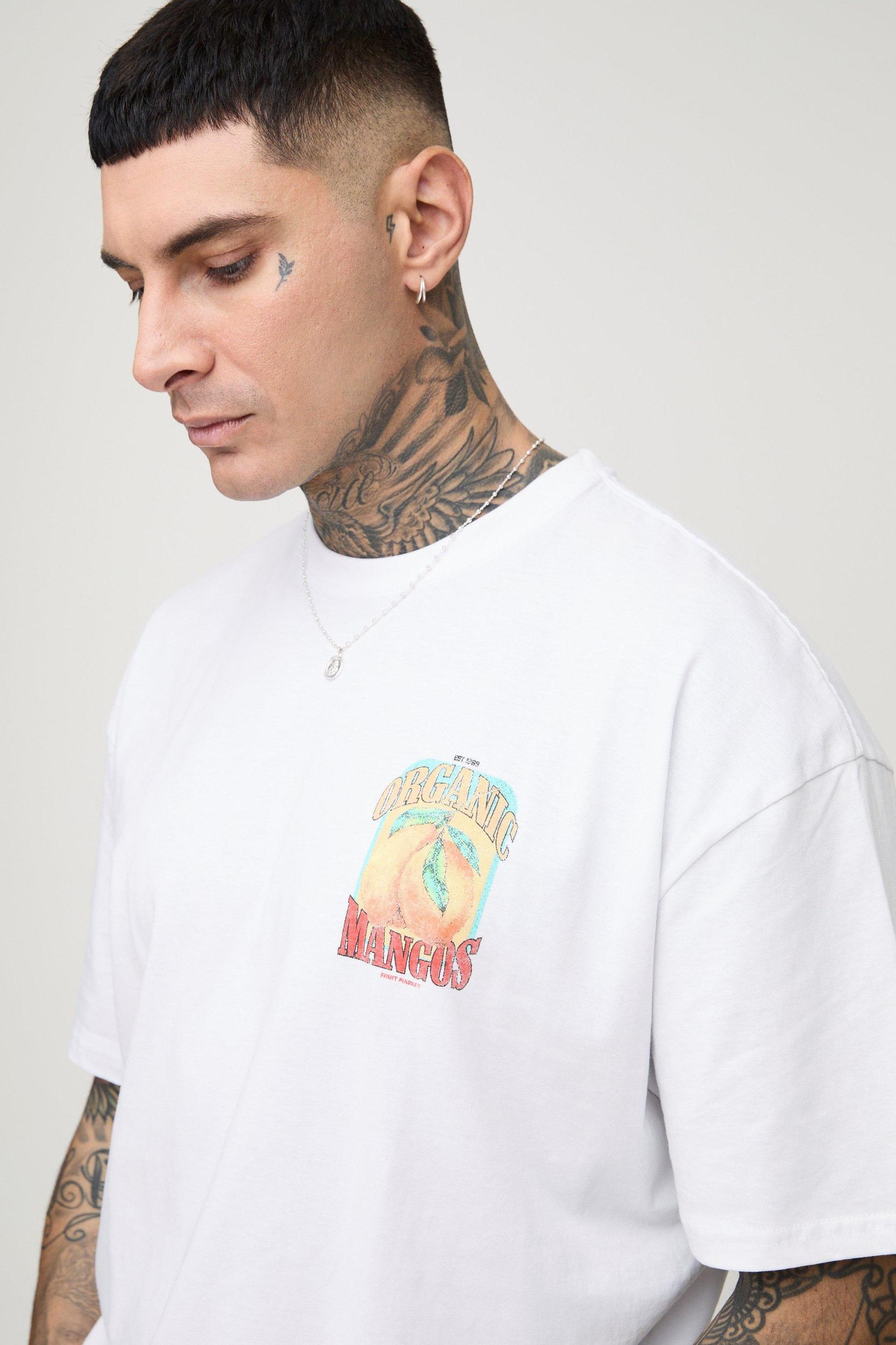 Tall Vintage Mango Graphic Oversized T-Shirt | boohooMAN USA Product Image