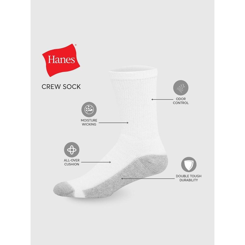 Men's Hanes Crew Socks with FreshIQ 8pk 6-12: Midweight, Moisture Wicking, Reinforced Heel & Toe Product Image
