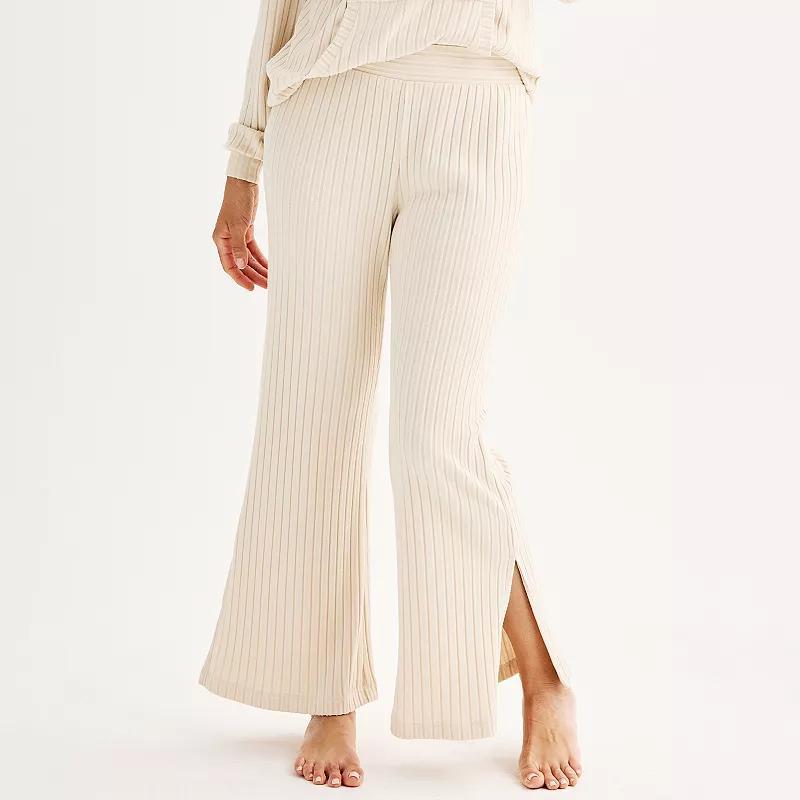 Womens Sonoma Goods For Life Wide Leg Pajama Pants English Ivory Product Image