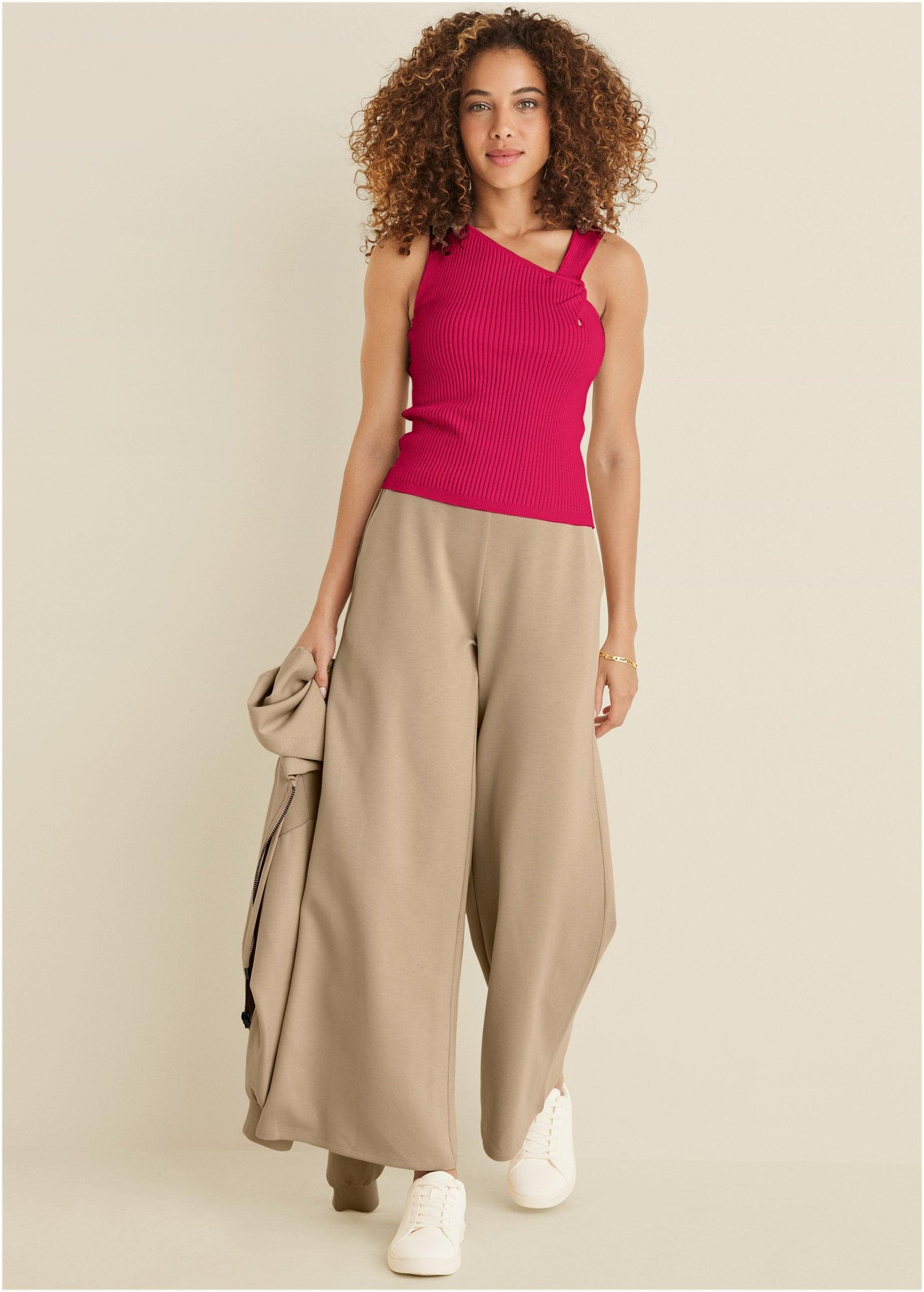 Twist Detail Sweater Tank - Dark Pink Product Image