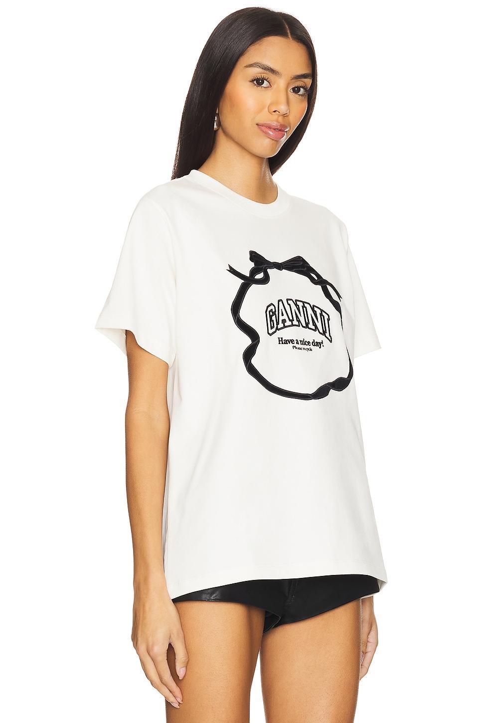 Heavy Cotton Bow Relaxed T-Shirt Ganni Product Image