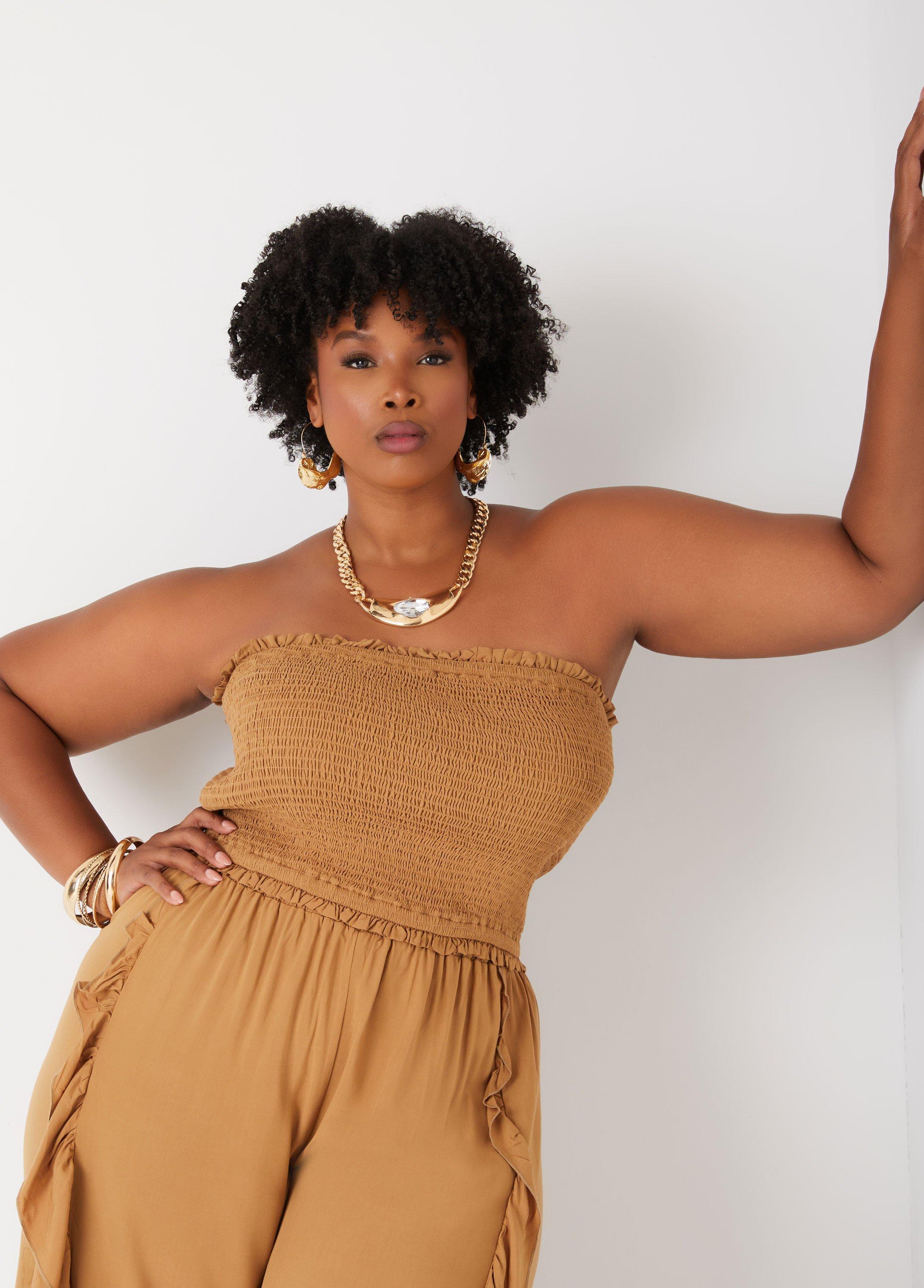 Plus Size Shirred Tube Top Ashley Stewart Product Image