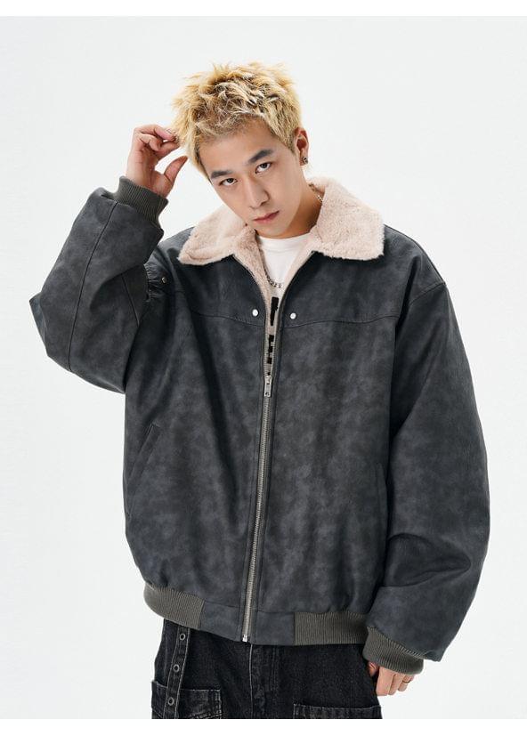 Fleece Collared Zip-Up Jacket Product Image