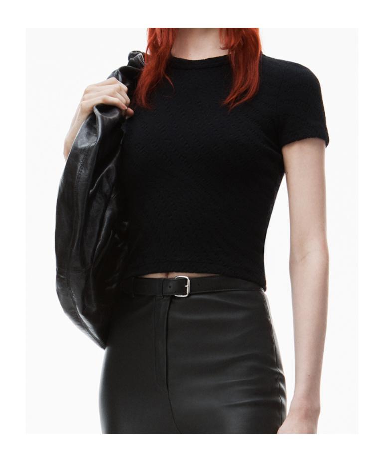 ALEXANDER WANG T Logo-jacquard Knitted Top In Black Product Image