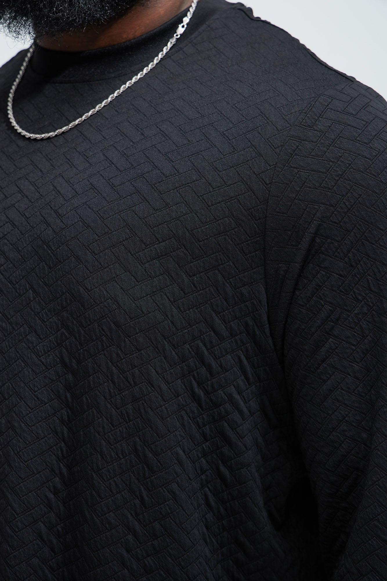 We Outside Textured Long Sleeve Tee - Black Product Image