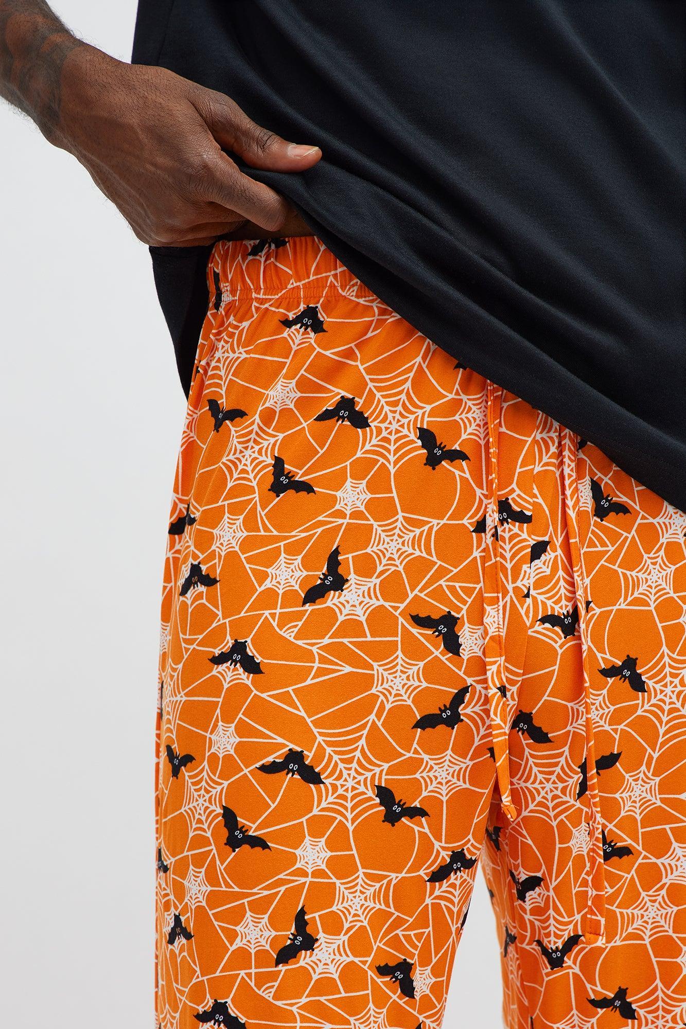 Web Of Bats Halloween Lounge Pants - Orange/combo Male Product Image