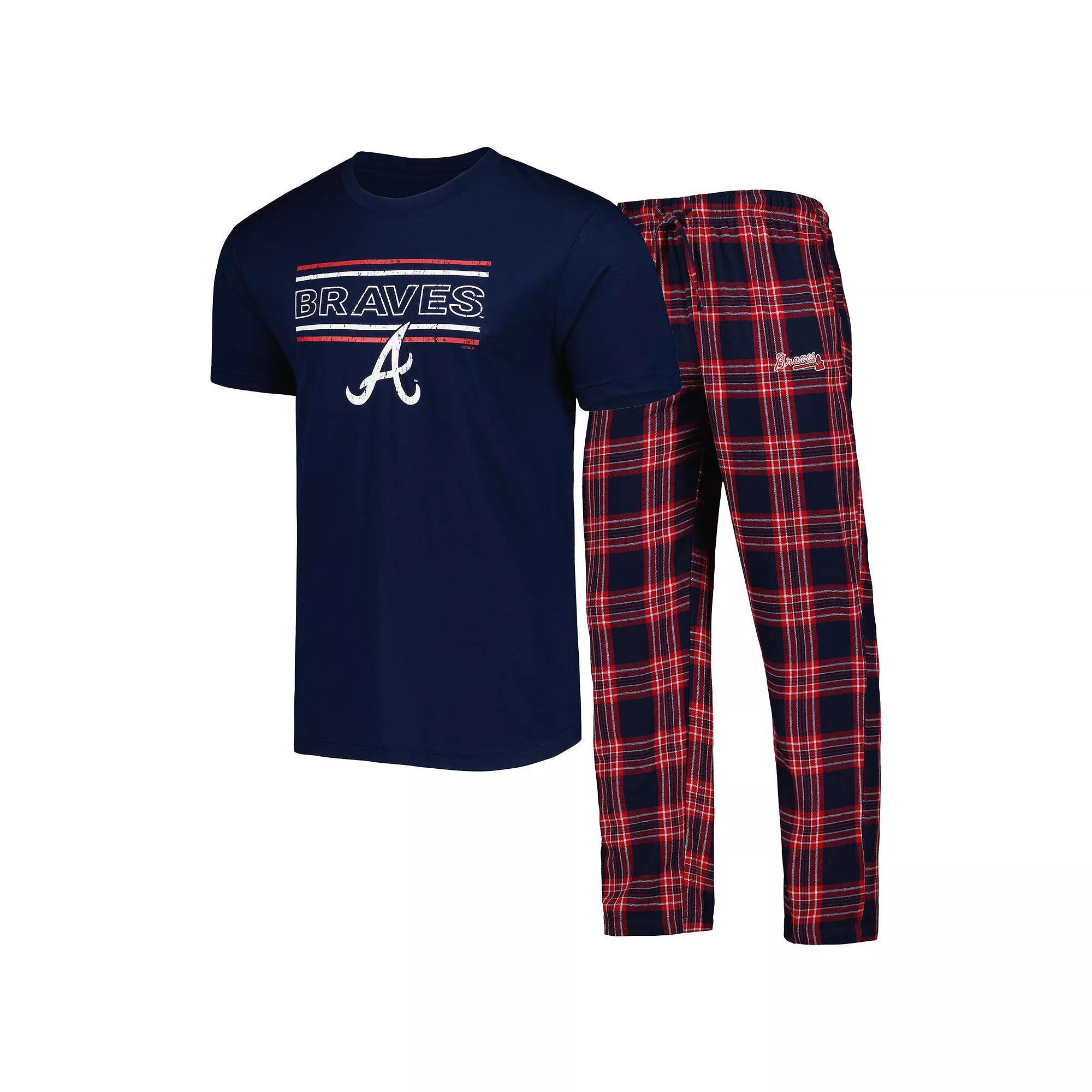 Mens Concepts Sport /Red Atlanta Braves Badge T-Shirt & Pants Sleep Set Blue Product Image