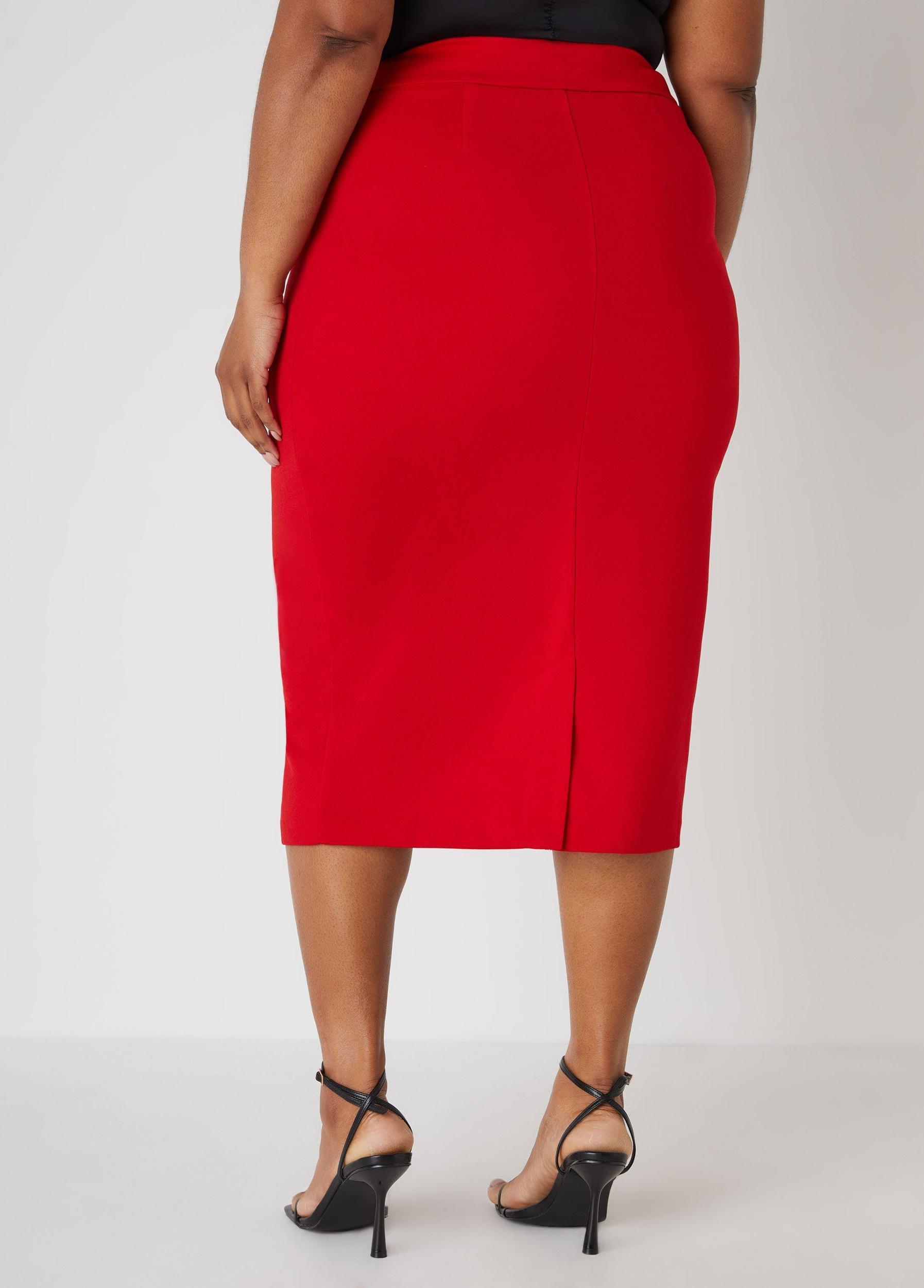High Waist Midi Pencil Skirt Product Image