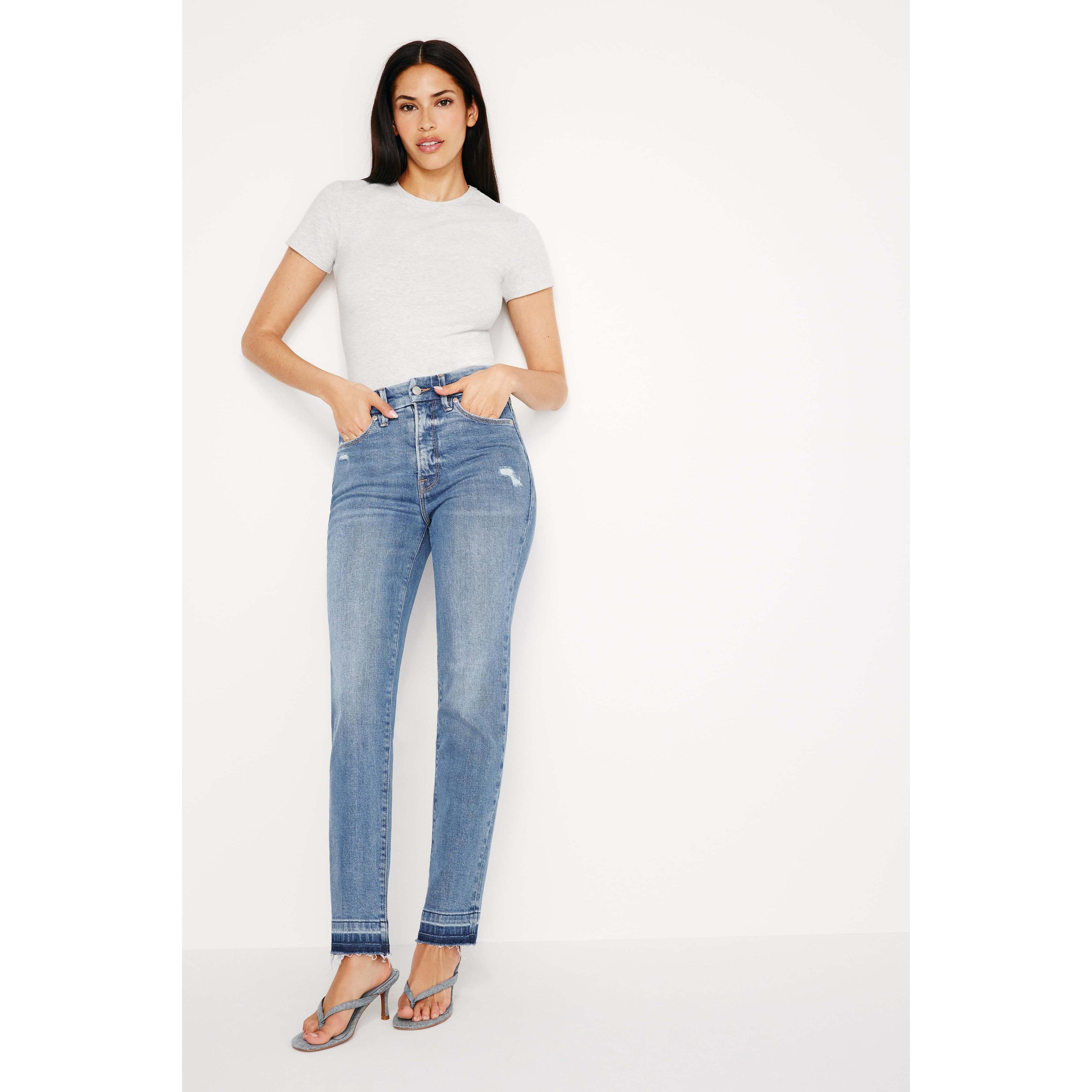 Womens Good Classic Slim Straight Jeans | Indigo, Size 30 Plus | Good American by Khlo Kardashian Product Image