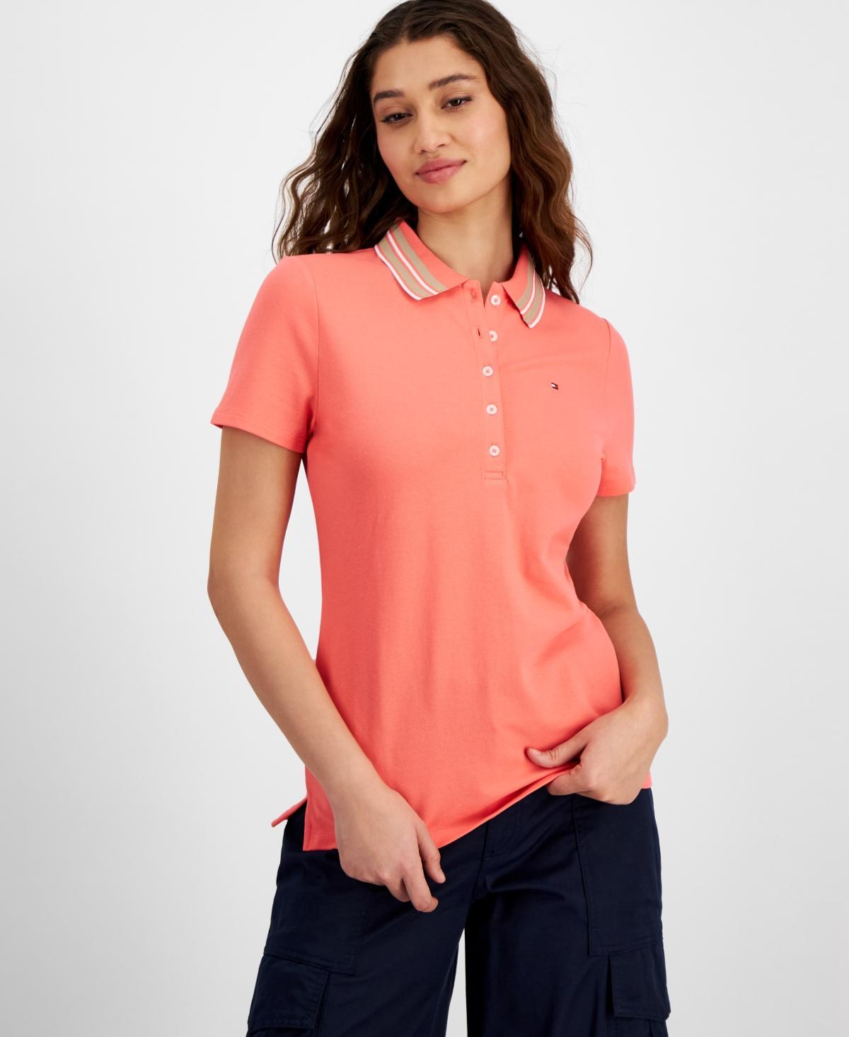 Tommy Hilfiger Solid Polo With Tipping (Fern) Women's Clothing Product Image