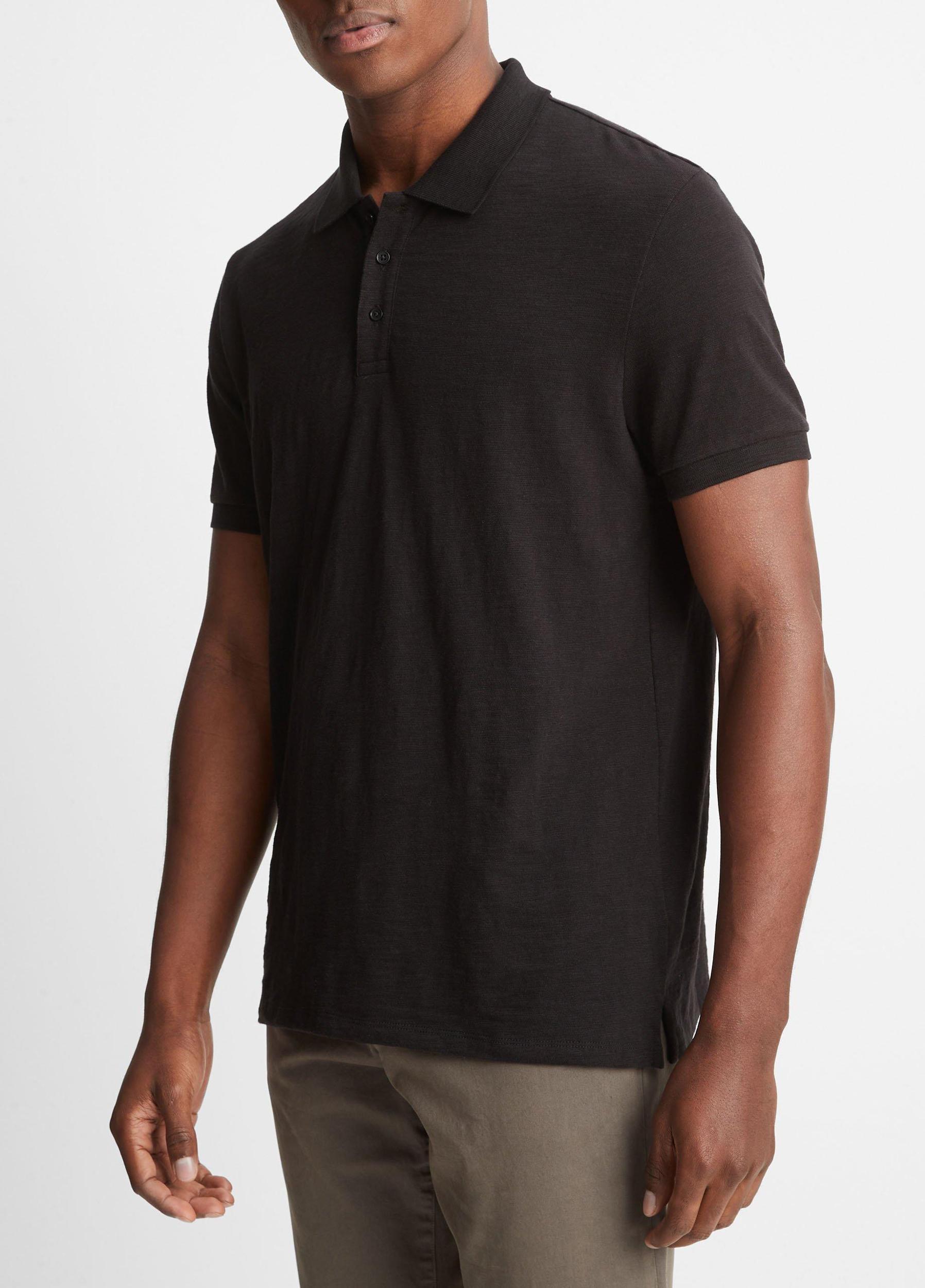 Mens Classic Slub Polo Shirt, Black, Size L Vince Product Image