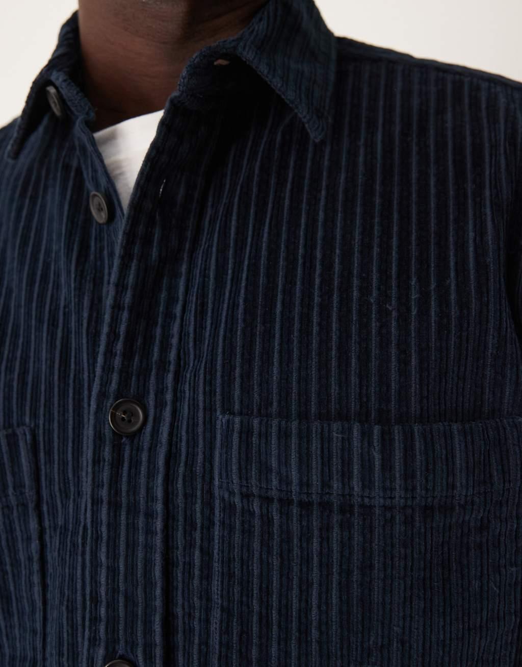 Selected Homme cord overshirt in navy pin stripe Product Image