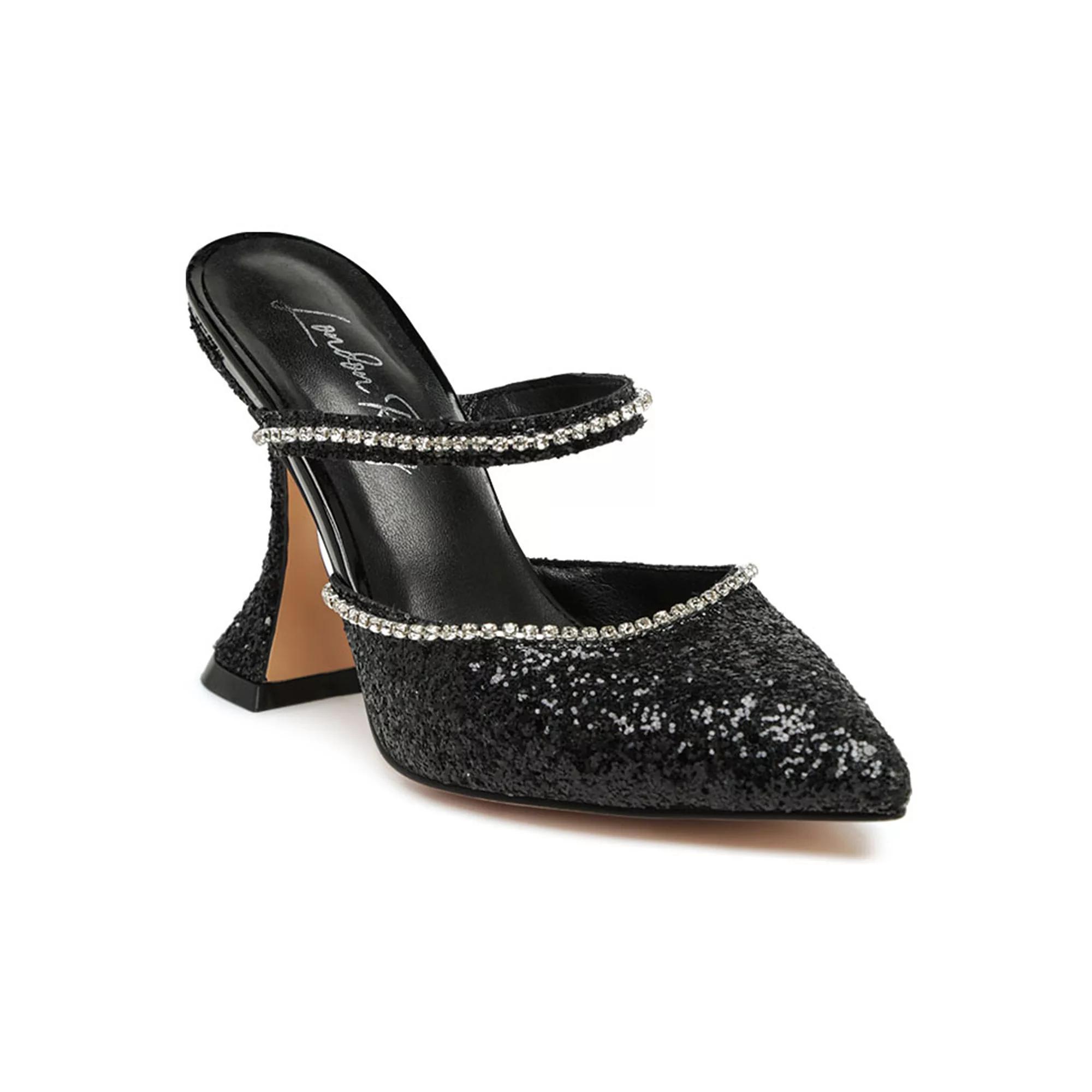Glitter Spool Women's Heel Sandals, Size: 7, Black Product Image