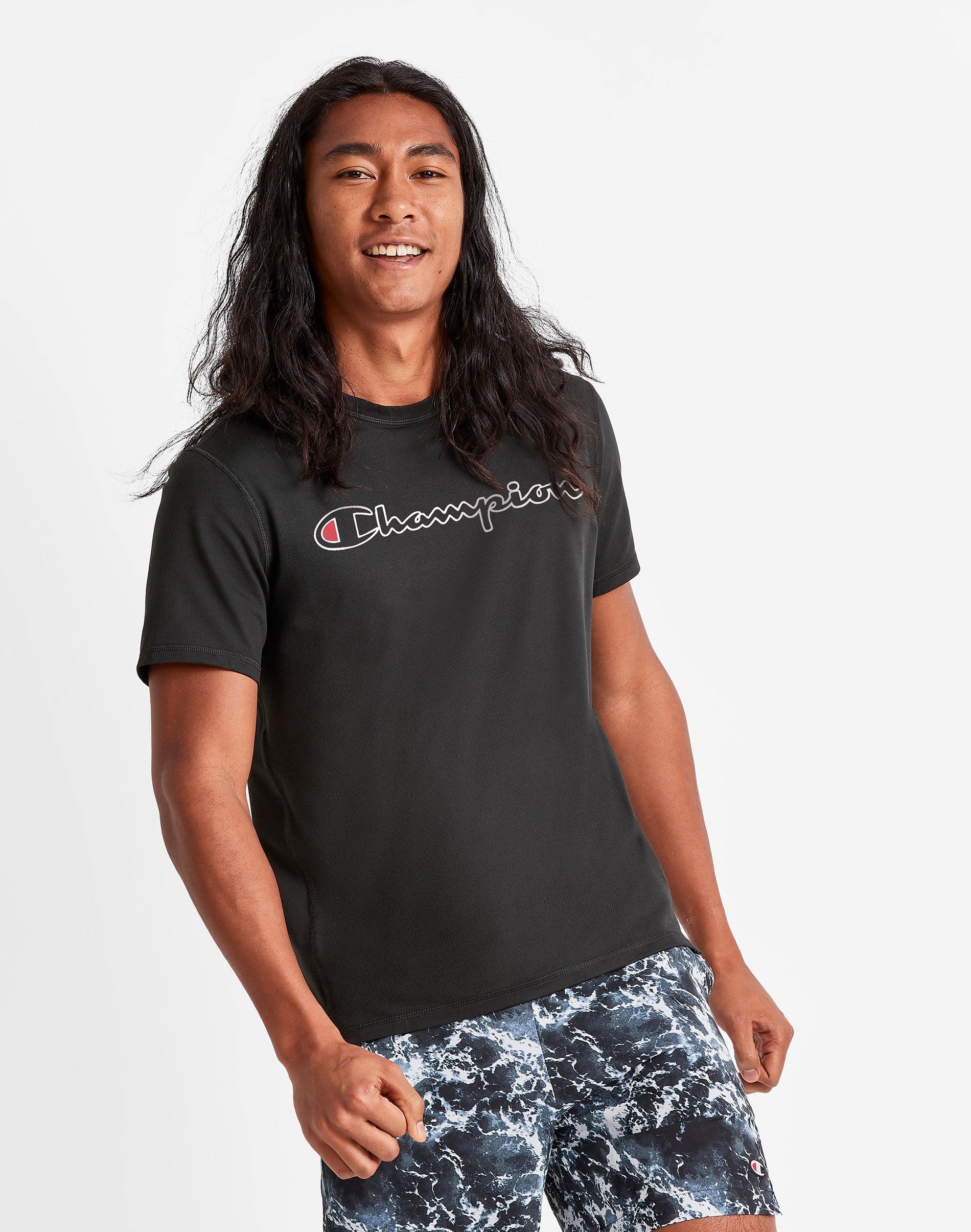 Mens Champion MVP T-Shirt, Classic Script Railroad Grey Heather 2XL Product Image