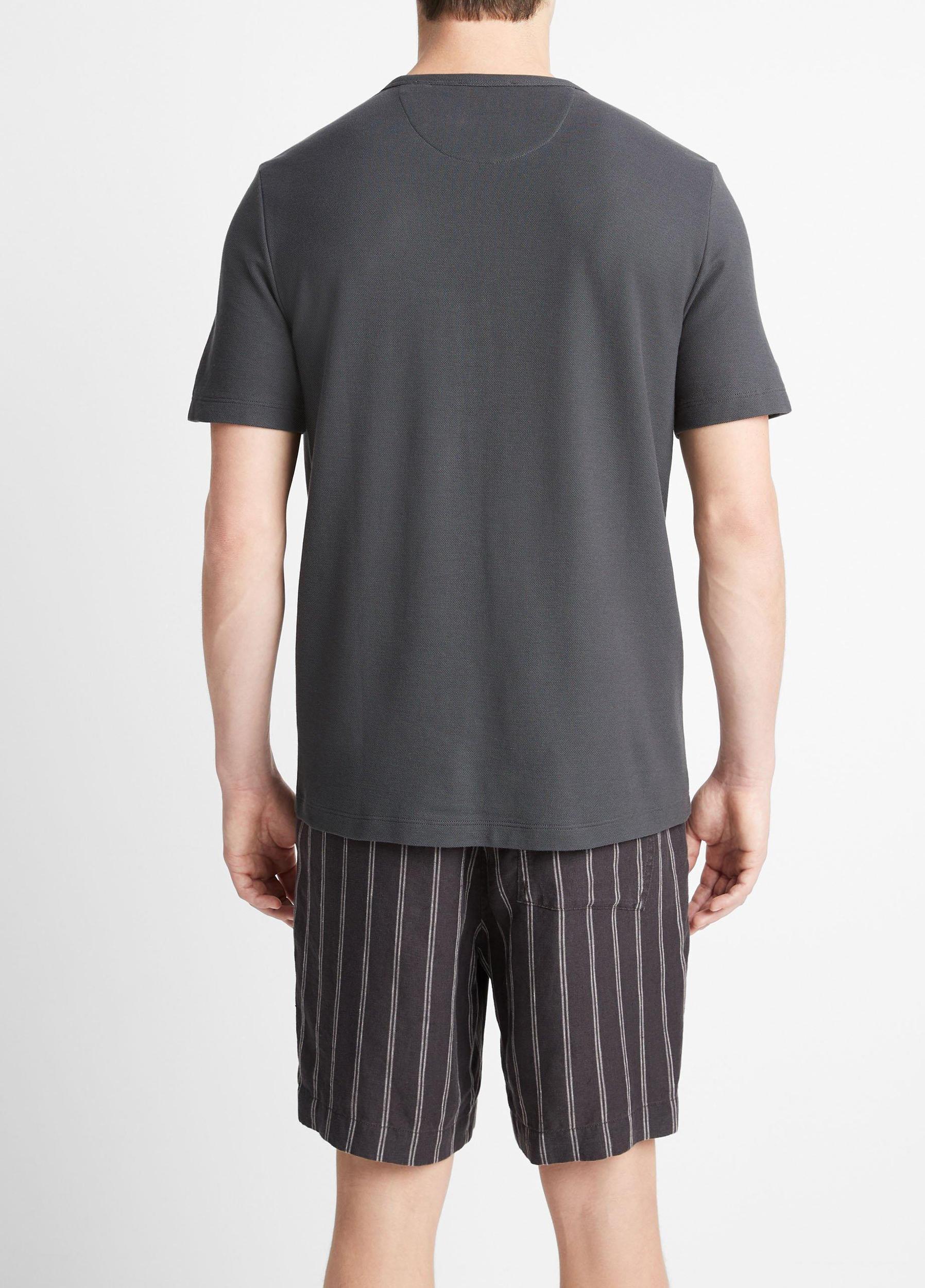 Mens Pima Cotton Piqu Crew Neck T-Shirt, Soft Black, Size L Vince Product Image