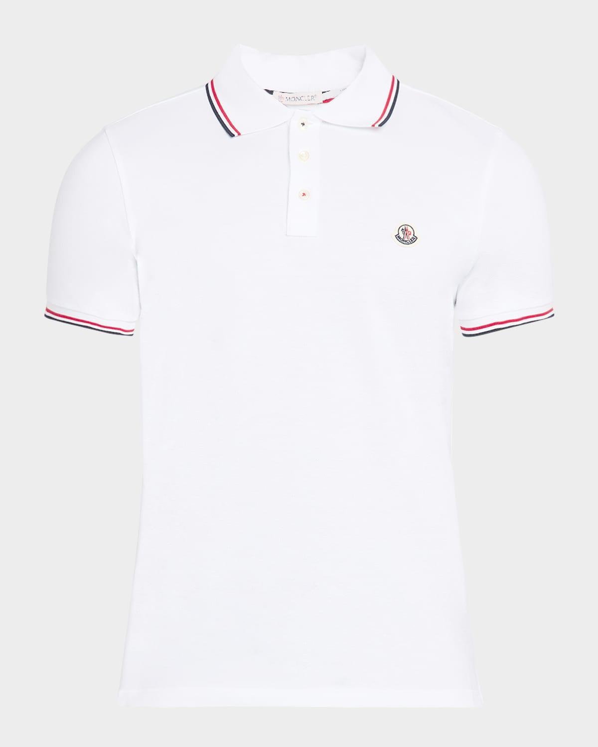 Mens Striped-Trim Polo Shirt Product Image