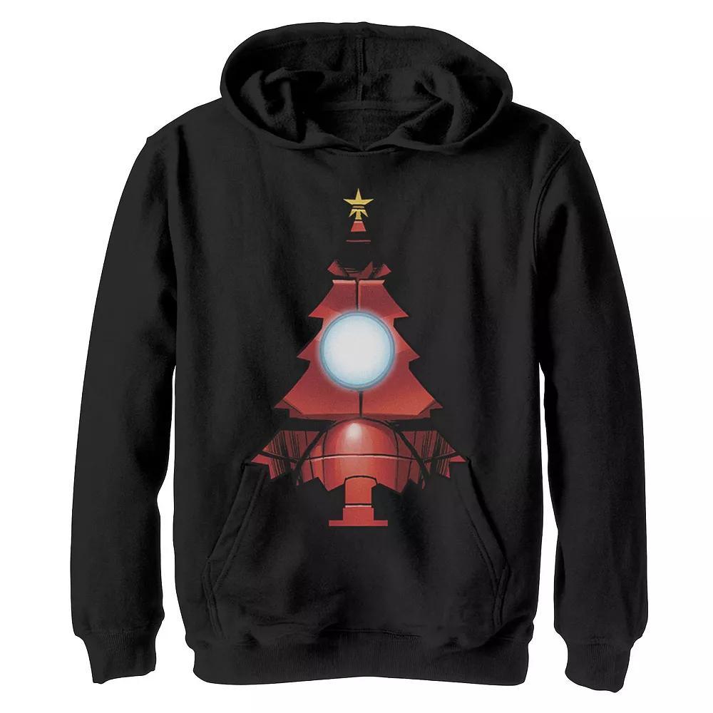 Boys 8-20 Marvel Christmas Iron Man Tree Graphic Hoodie, Boy's, Size: Large, Black Product Image