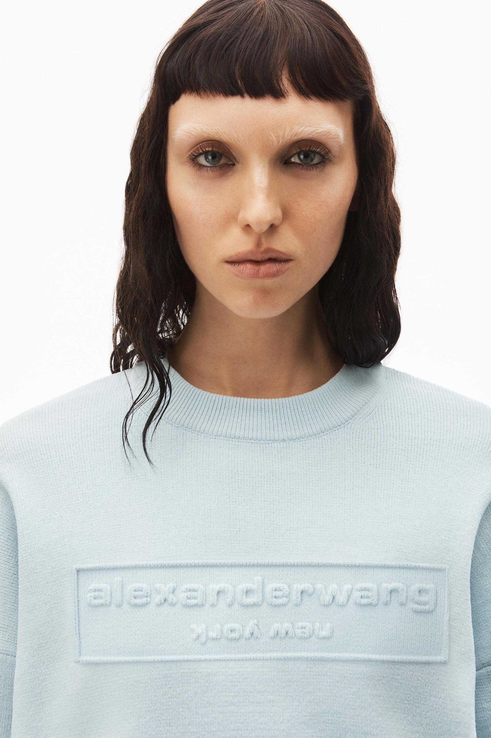 Logo Embossed Ribbed Pullover In Soft Chenille Product Image
