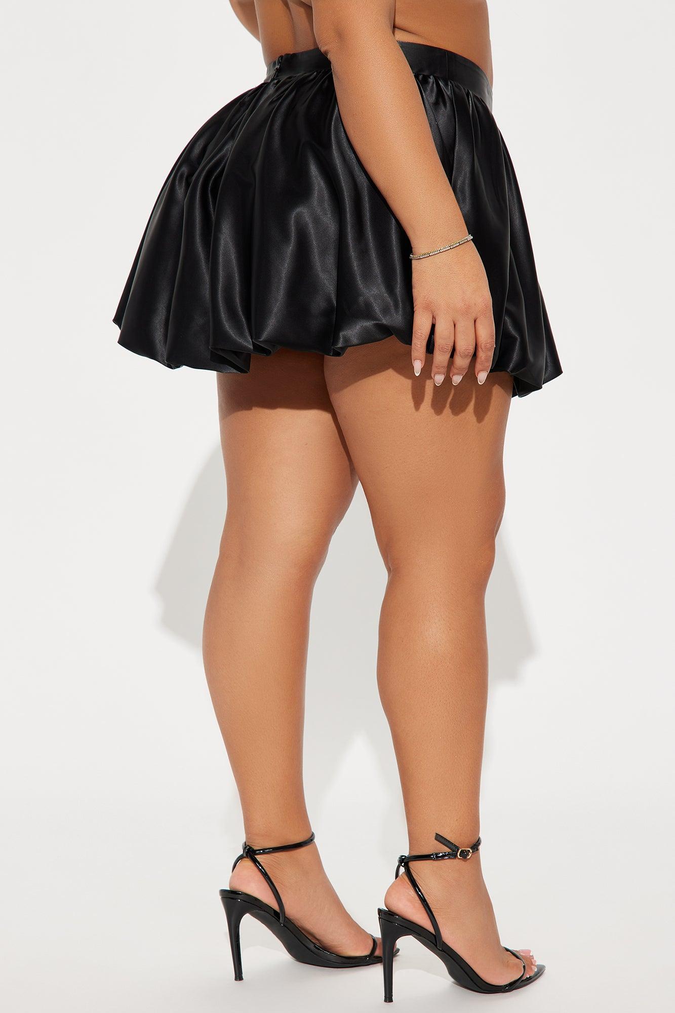 Dressing Up Satin Bubble Mini Skirt - Black Product Image