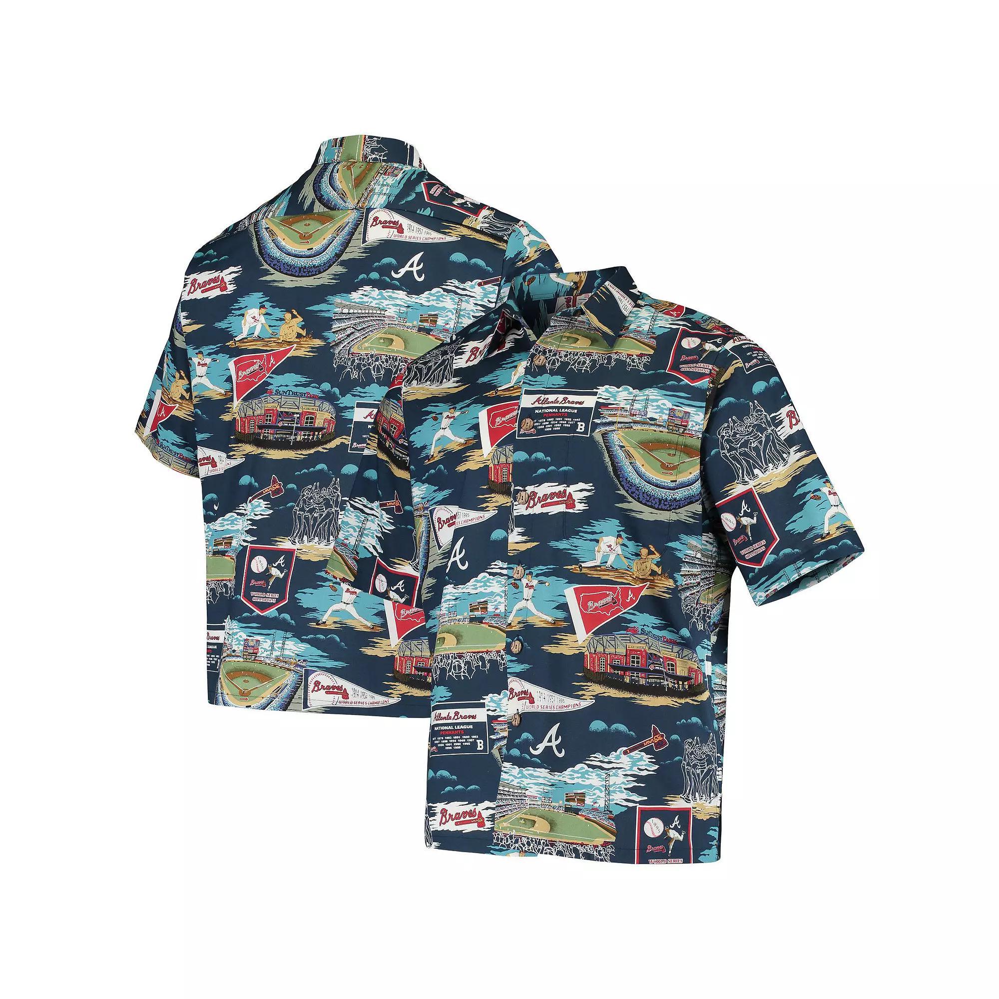 Men's Reyn Spooner Navy Atlanta Braves Scenic Button-Up Shirt, Size: Small, Blue Product Image