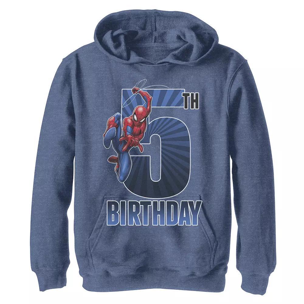 Boys 8-20 Marvel Spider-Man Swinging 5th Birthday Graphic Fleece Hoodie, Boy's, Size: Medium, Athletic Grey Product Image