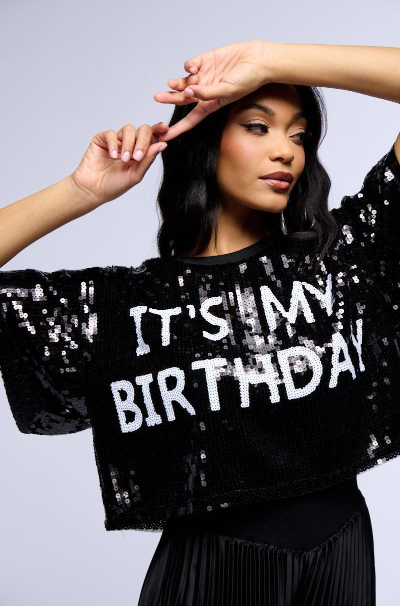 IT'S MY BIRTHDAY SEQUIN T-SHIRT Product Image