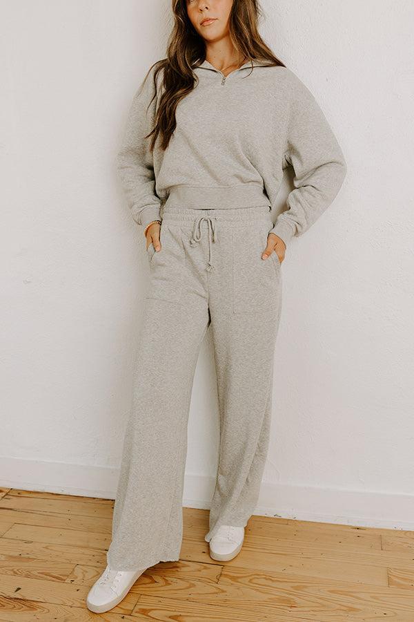 Cozy Lifestyle High Waist Vintage Wash Pants in Grey Product Image
