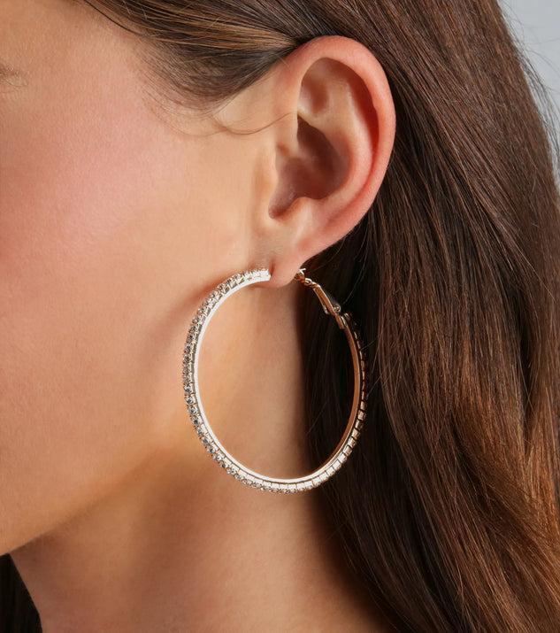 Beautiful Sparkle Rhinestone Hoop Earrings Product Image