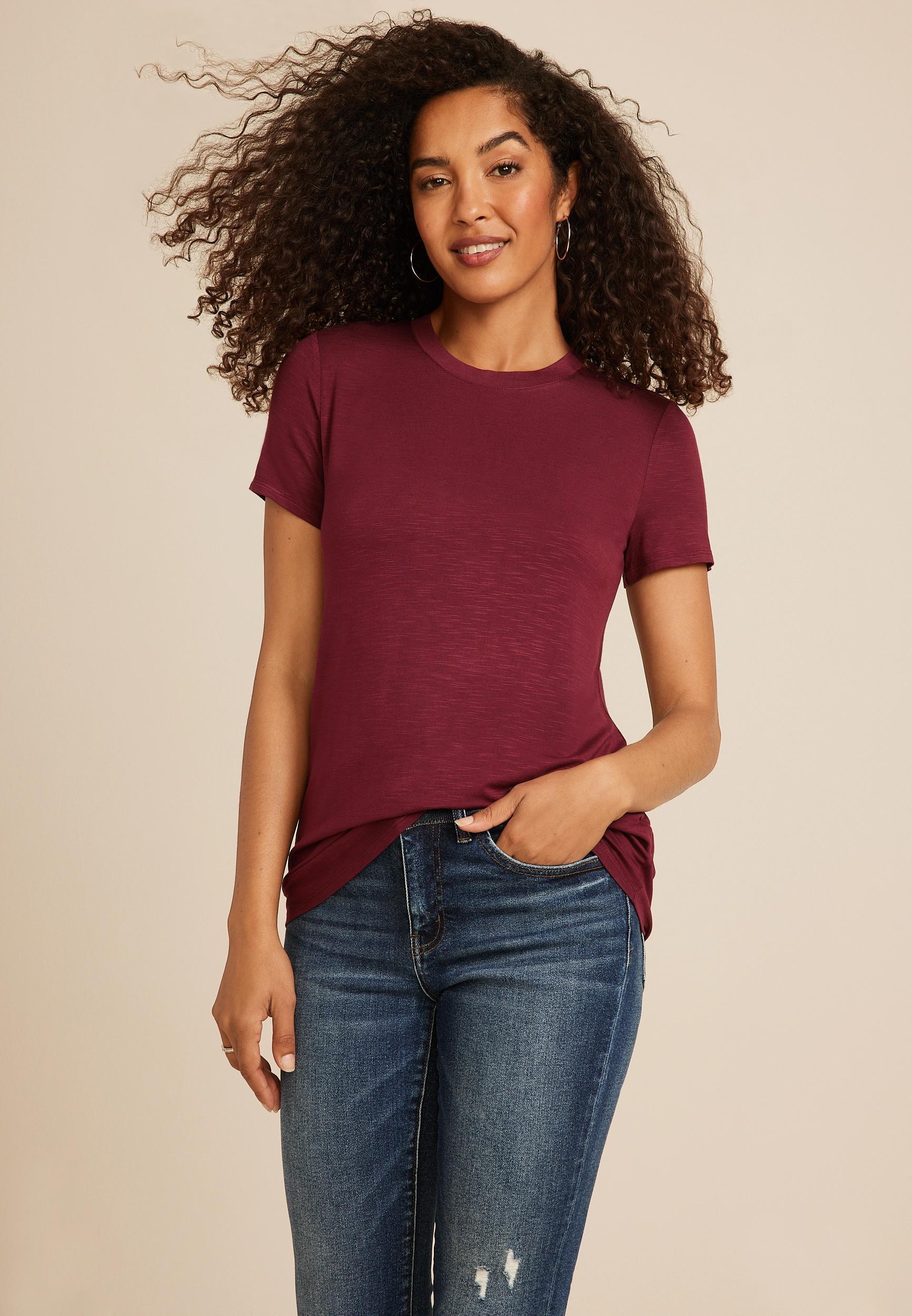 Maurices Womens X Large Size 24/7 Kennedy Crew Neck Tee White Product Image