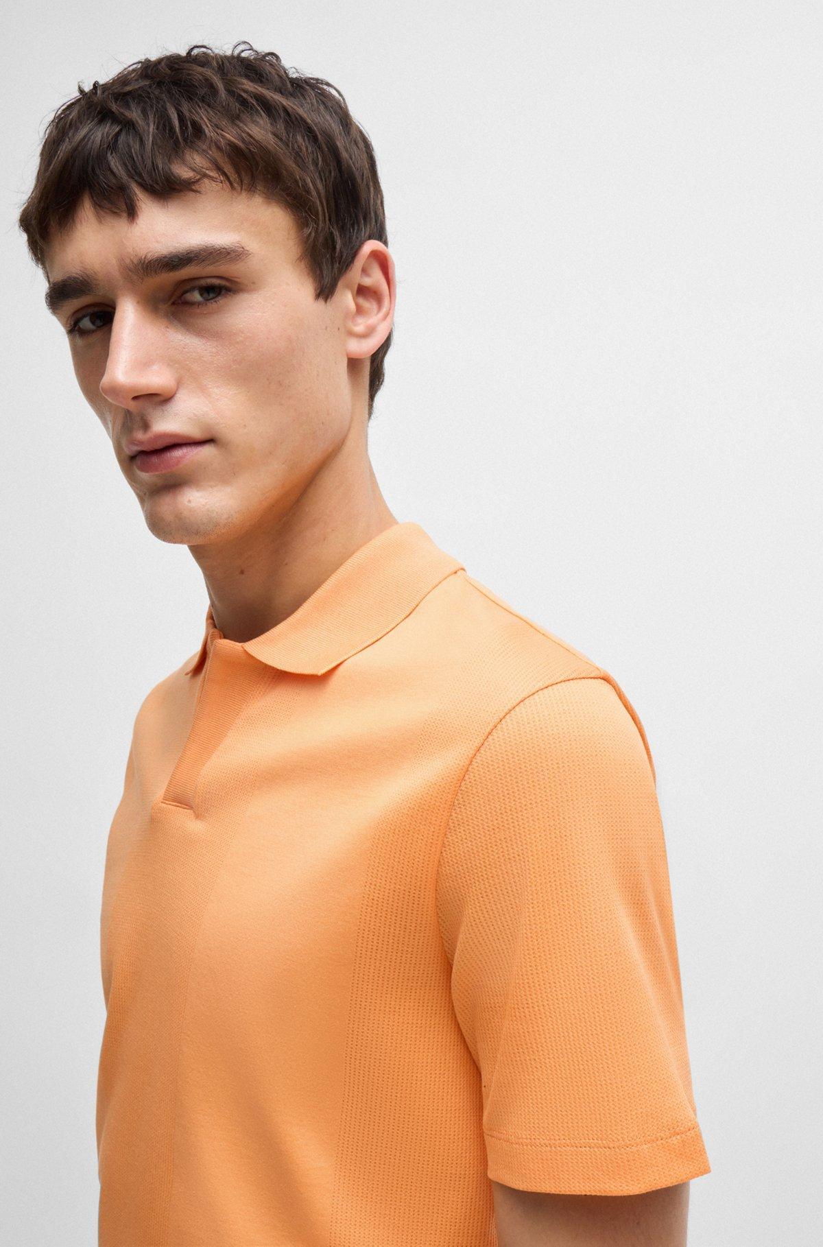 Johnny-collar polo shirt in mixed-structure cotton Product Image