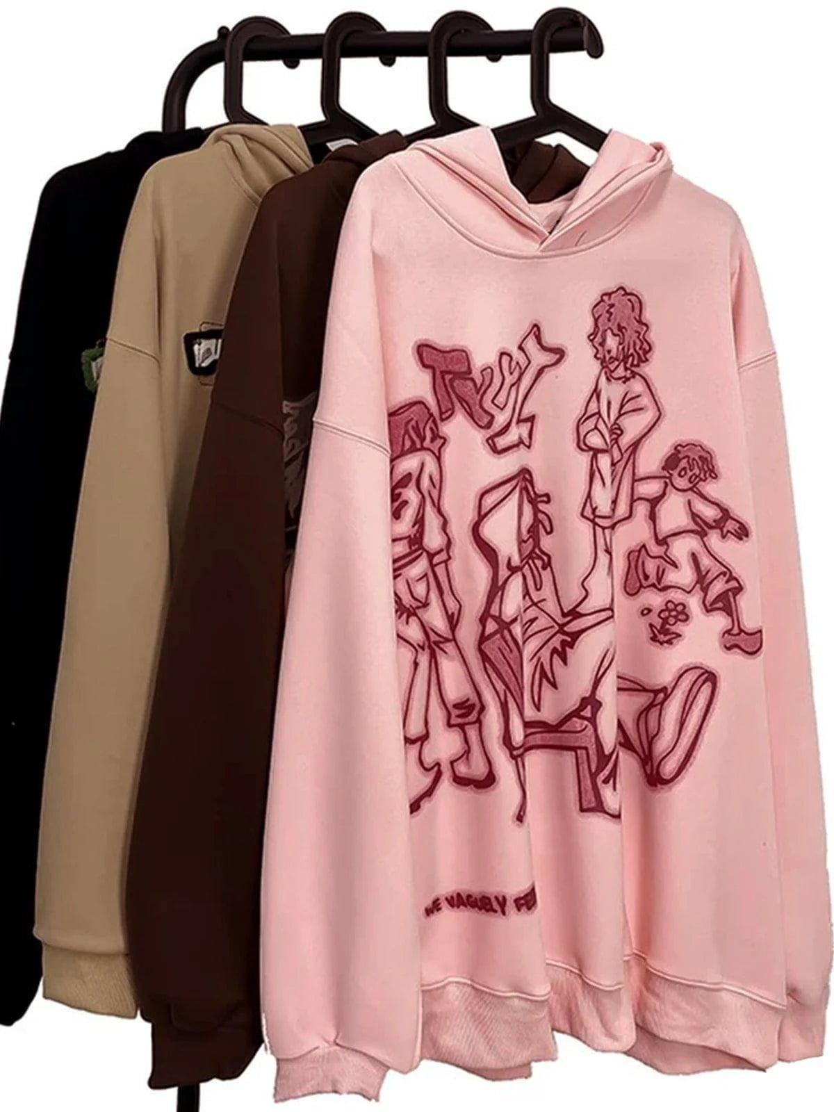Aelfric Eden Cartoon Line Character Print Hoodie Product Image