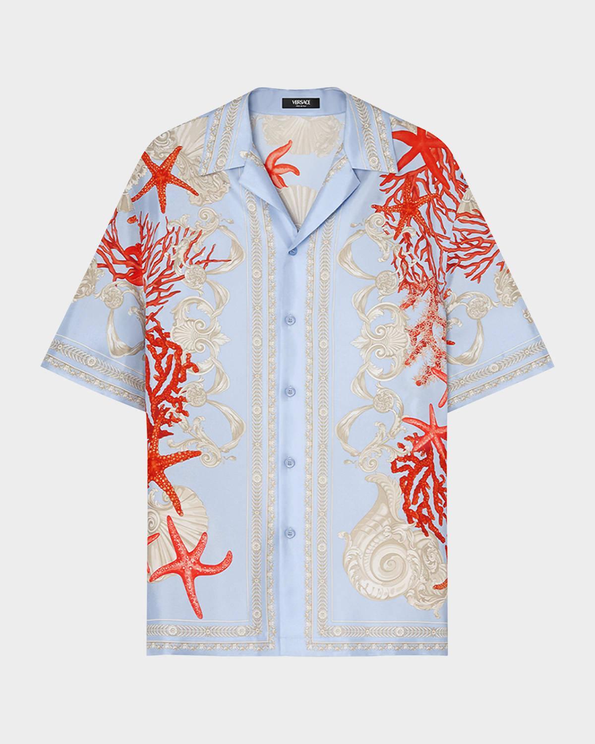 Mens Printed Silk Camp Shirt Product Image
