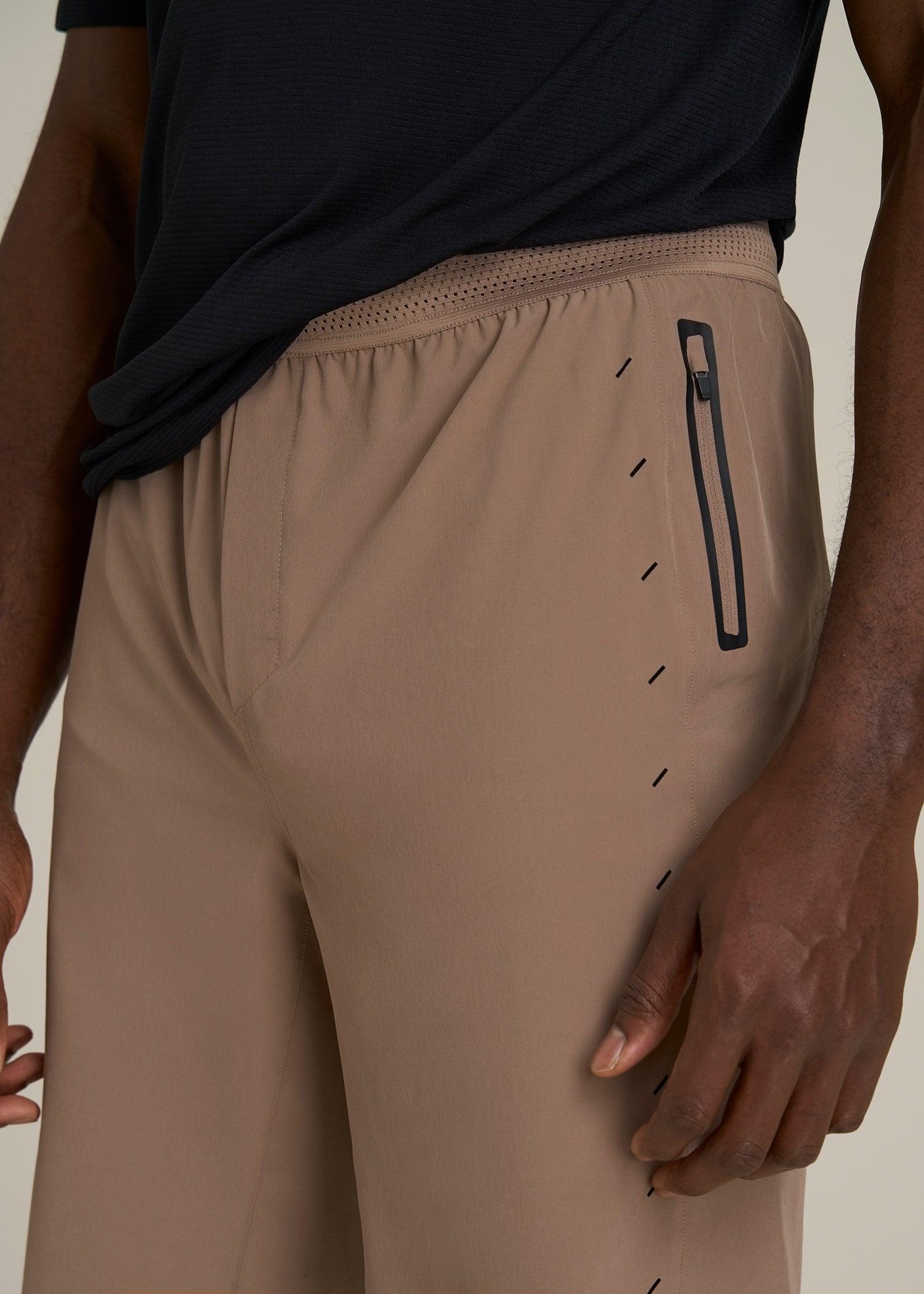 Featherweight Perforated Training Shorts for Tall Men in Dark Sand Product Image