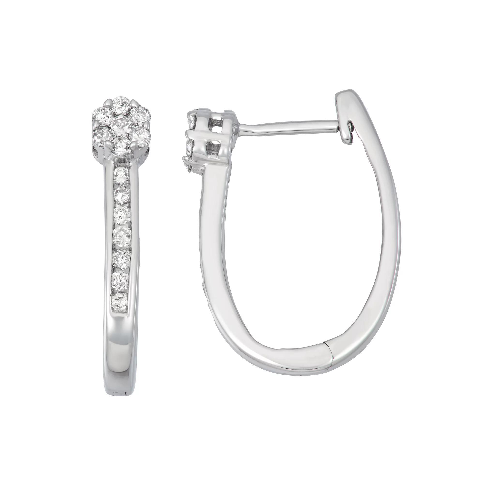 1/3 Carat T.W. Oval Hoop Earrings, Women's, Sterling Product Image