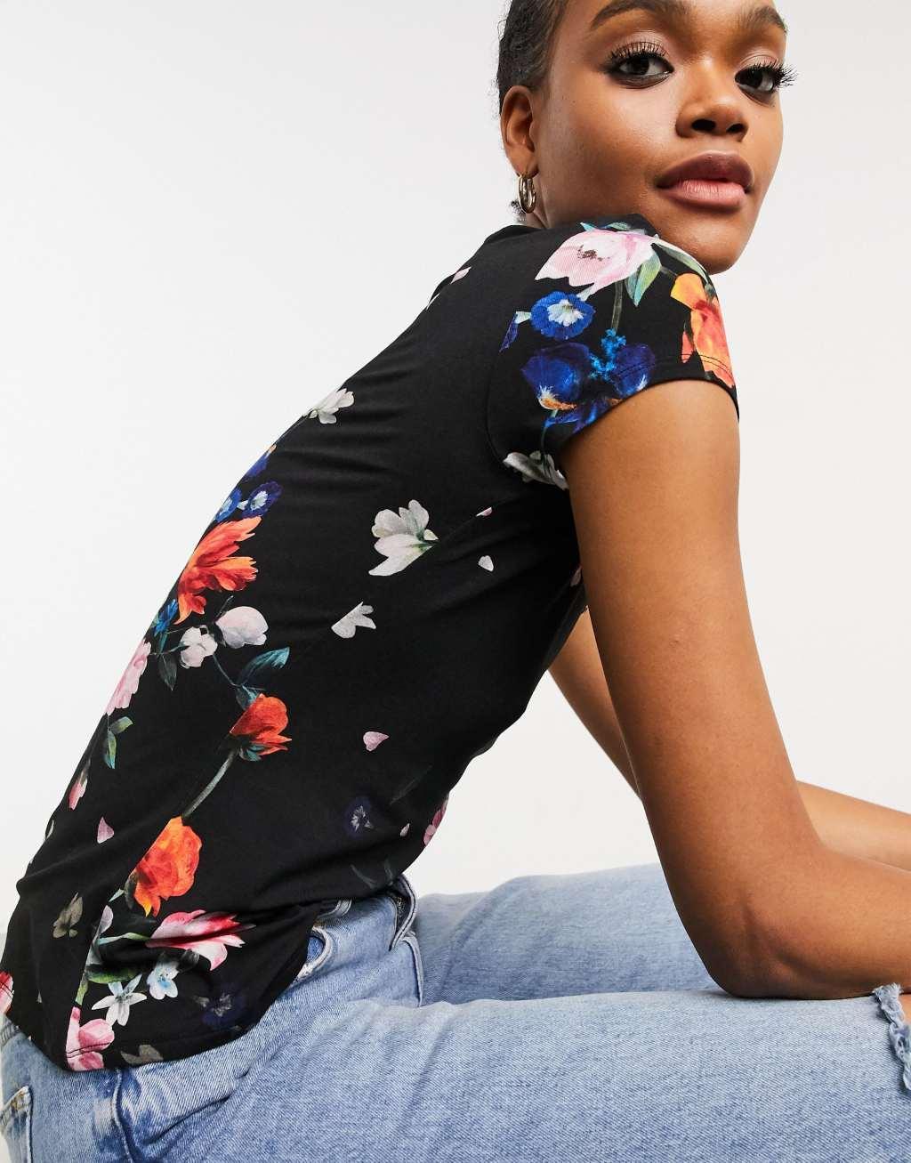 Ted Baker Periie sandalwood floral jersey fitted tee Product Image