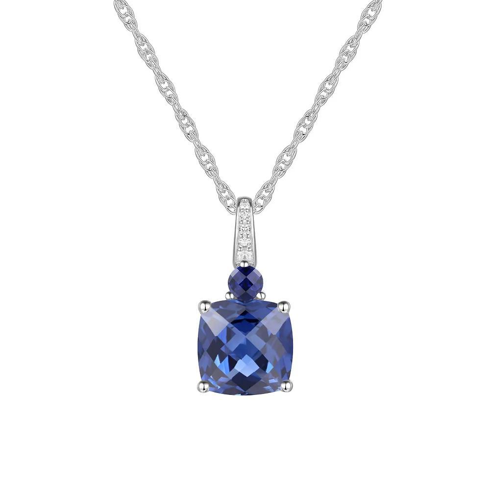 Sterling Silver Lab-Created Sapphire Pendant, Women's, Size: 18" Product Image