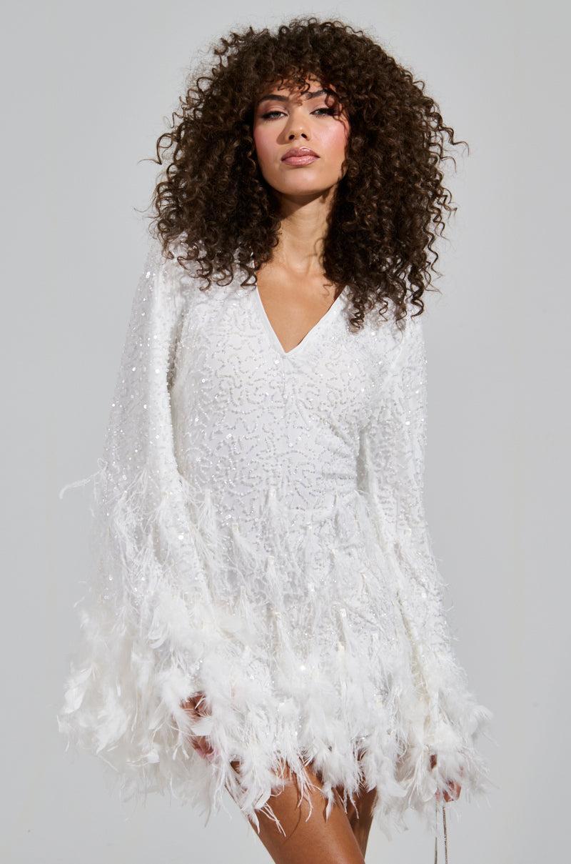 CHLOE FEATHER MINI DRESS Product Image